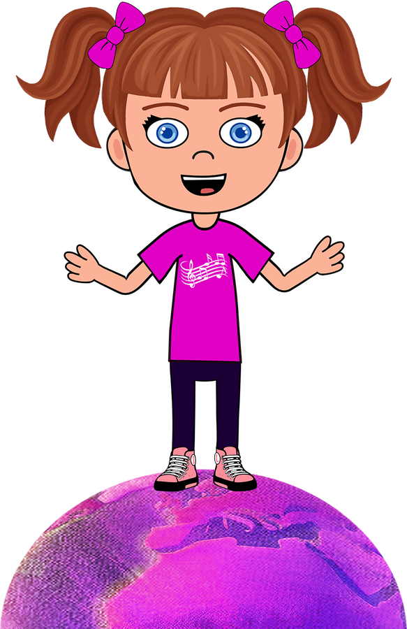 Liana standing on a globe